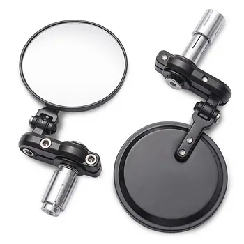 1 Пара 22 мм алюминиевых зеркал заднего вида для мотоцикла, черное Зеркало заднего вида на конце руля, аксессуары для мотоциклов