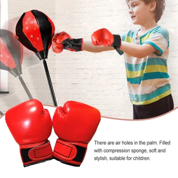 1 Пара детских боксерских перчаток, Кожаные Перчатки для занятий в тренажерном зале, Детские Рукавицы, Портативный Тренажер, Боксерские трусы, Мягкая Защита для рук, Регулируемая
