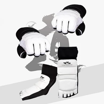 1 пара кожаных перчаток для тхэквондо Спарринг Карате Защита лодыжки Защитное снаряжение для бокса Боевые искусства Защитный носок для ног Взрослый Ребенок