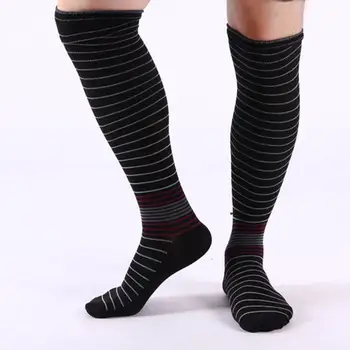1 пара носков для футбола, дышащие, впитывающие пот, в тонкую полоску, мужские и женские компрессионные чулки для активного отдыха