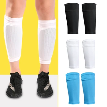 1 пара футбольных защитных карманов с подвязками для футбольных леггинсов, чехлы для ног, поддерживающие леггинсы для взрослых и детей, двухслойные штанины