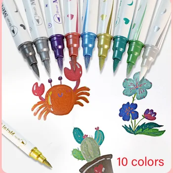 10 цветов Ручка для временной татуировки с мягкой головкой, цветная линия крючка, сделай САМ, новая многофункциональная ручка для татуировки с двойной головкой, оптовая продажа, защита от промокания