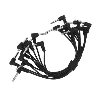 10 Шт Универсальный Черный Соединительный кабель для гитарных эффектов 6,35 мм, аудиокабель 15 см, 30 см, 50 см, Прочные Аксессуары и запчасти для гитары