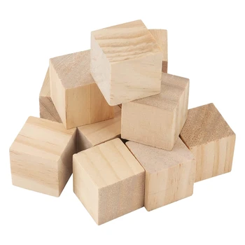 100 ШТ блоков размером 1 X 1 X 1 дюйм, блоки из натурального дерева, Незаконченные Деревянные блоки для поделок своими руками