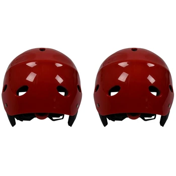 2 защитных шлема с 11 дыхательными отверстиями для водных видов спорта Каяк Каноэ гребля для серфинга - красный