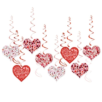 2 Комплекта спиральных значков в виде сердца, украшение для вечеринки в честь Дня Святого Валентина, Спиральное подвесное украшение, Украшение для спиральных значков
