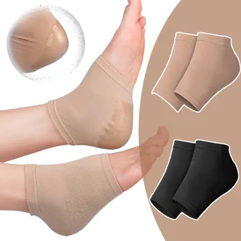 2 пары хлопчатобумажных гелевых носков для пяток Новый Однотонный Мягкий Увлажняющий протектор для кожи Силиконовое средство для ухода за ногами Foot Dry Hard