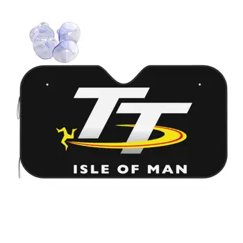 2023 Isle Of Man TT Races Забавный Солнцезащитный козырек на лобовое стекло 70x130 см Фольга для мотогонок Солнцезащитный козырек Солнцезащитная шторка
