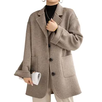 2023 Женская зимняя одежда, двустороннее женское кашемировое пальто, короткий маленький костюм, маленькое шерстяное пальто