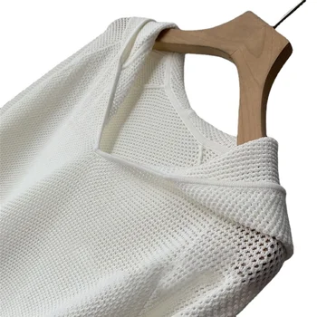 2023 Новый Выдолбленный Белый свитер с капюшоном и длинными рукавами и Блузка для женщин