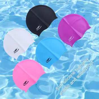 2023 Силиконовая шапочка для плавания Водонепроницаемая, большого размера, красочная детская Спортивная шапочка для бассейна с длинными волосами, высокоэластичная