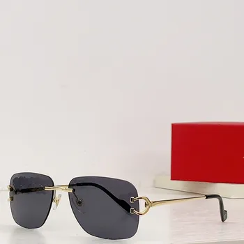 2024 Новые модные металлические солнцезащитные очки для женщин и мужчин: Прямоугольные солнцезащитные очки без полей для наружных солнцезащитных очков с защитой от ультрафиолета
