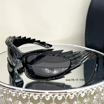 2024 Уникальные Солнцезащитные очки Hedgehog Cat Eye Y2K Для женщин, Новый Модный бренд, Квадратные Солнцезащитные Очки в стиле панк, Мужские Зеркальные оттенки в стиле хип-хоп