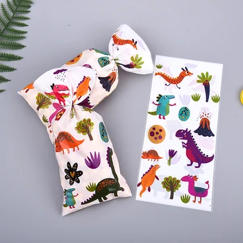 25ШТ Подарочных пакетов с милым динозавром из пластика OPP, пакет для упаковки конфет и печенья Dino Roar, украшения для вечеринки в честь Дня рождения животных в джунглях для детей