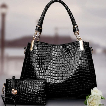 2шт. Женская роскошная сумка на молнии, сумки через плечо для женщин 2024, Мягкая Крокодиловая кожа, Переносные сумки для покупок bolso mujer