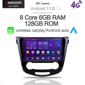 360 6G + 128G DSP Android 10 Автомагнитола для Nissan Qashqai 2 J11 X-Trail xtrail X Trail T32 2013-2017 CarPlay 4G LTE GPS RDS Стерео