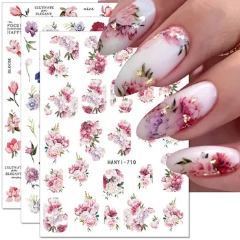 3D Весенние цветы, наклейки для ногтей, Летние Красочные цветущие наклейки для ногтей с цветочными листьями, Женские дизайны 