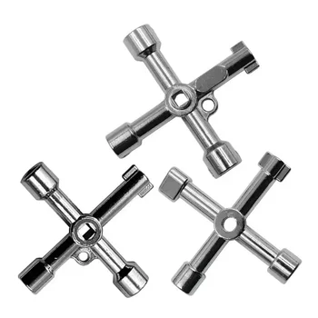 4-Позиционный универсальный ключ с крестообразным треугольником, ключ для электрического шкафа в форме креста, внутренний ключ, треугольный ключ из сплава, Ручные инструменты