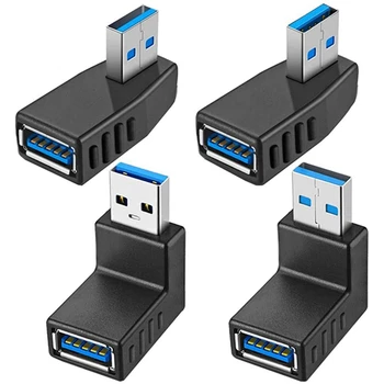 4 шт. переходников USB 3.0 с разъемом USB 90 градусов от мужчины к женщине, включая переходники с левым, правым, верхним и нижним углом наклона