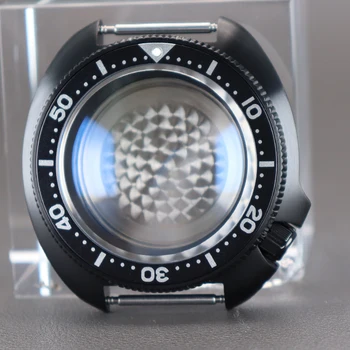 44 мм Черные Роскошные Чехлы Для Мужских часов Mod SKX 6105 Для Seiko NH35 NH36 Механизм 28,5 мм Циферблат Чисто Черные Кольца Для часов Сапфировое Стекло