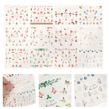 48 Листов Рождественских наклеек, декоративное украшение для ногтей, тематический ПВХ-реквизит с полной пастой