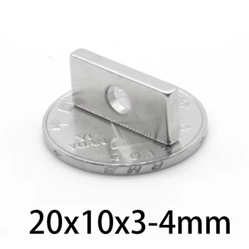 5-100шт 20*10*3- 4 мм неодимовый магнит с отверстием из редкоземельных элементов Прочный прямоугольный постоянный холодильник NdFeB кольцевые магниты 20x10x3-4мм