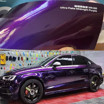 50 * 500 см Высококачественная глянцевая металлическая темно-фиолетовая виниловая пленка для обертывания автомобиля, рулон для обертывания автомобиля, клейкий выпуск воздуха