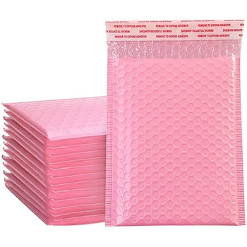 50ШТ Пакеты-конверты из пенопласта, почтовые конверты с самозаклеивающейся прокладкой, мягкие конверты с пузырчатым пакетом для рассылки, пакеты, сумка розового цвета