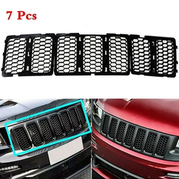 6X Автомобильные черные вставки для передней решетки радиатора, комплект декоративной сетки для Jeep Grand Cherokee 2014-2016