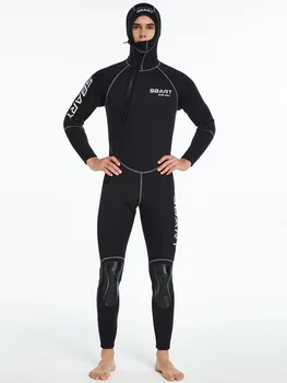 7-миллиметровый водолазный костюм для мужчин и женщин, утолщенный и плюшевый теплый костюм на молнии спереди, костюм для рыбалки и охоты, костюм для дайвинга с капюшоном