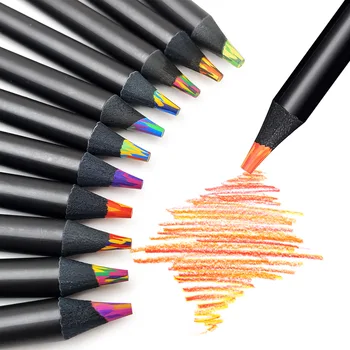 8-цветная радуга из черного дерева, цветной карандаш, Цветные Карандаши, Школьные принадлежности, Цветные маркеры