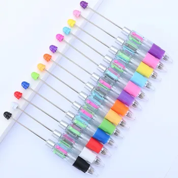 80шт, креативная четырехцветная ручка с бисером, выполненная своими руками, милые ручки из бисера Macaron, шариковая ручка с меткой штриха