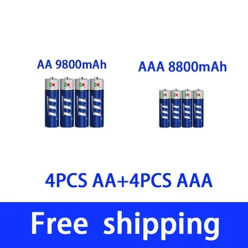 AAA + AA аккумуляторная батарея AA 1.5V 9800 mah - 1.5V AAA 8800 mAh щелочная батарея фонарик игрушечные часы MP3-плеер, бесплатная доставка