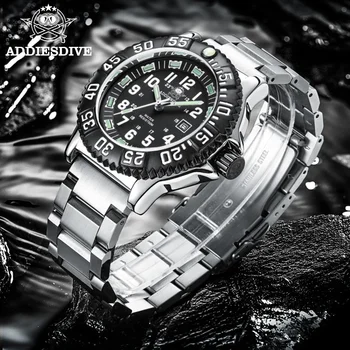ADDIESDIVE Мужские кварцевые часы со стальным ремнем, винтажные военно-спортивные наручные часы на открытом воздухе, календарь, водонепроницаемые светящиеся часы 50 м
