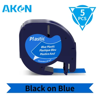 Aken 5pk 12 мм * 4 м Черная на синем лента для этикетирования LT Совместима с лентой для этикетирования DYMO Tag для производителя пластиковых этикеток LT-100H LT-100T Plus