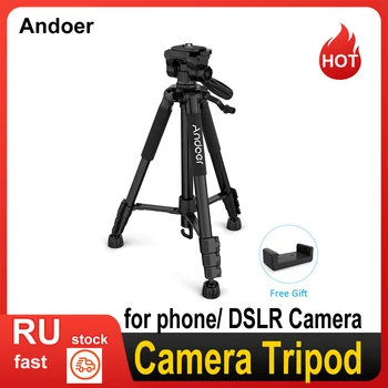 Andoer TTT 663N 57,5-дюймовый Штатив для Камеры для Фотосъемки Видео для Телефона DSLR SLR с Сумкой Для Переноски, Зажимом Для Телефона