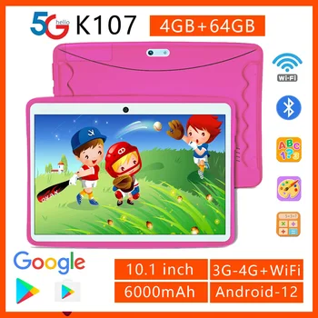 BDF Android12 Детские Планшеты 10,1 Дюйма 4 ГБ + 64 ГБ Wifi + 3G 4G Lte Интернет Google Play Планшеты для Детей, Студентов, Образовательный Подарок