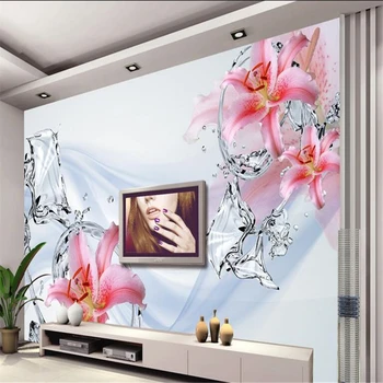 beibehang Пользовательские обои большие фрески эстетичный трехмерный водяной цветок лилия гостевой ТВ фон стены papel de parede