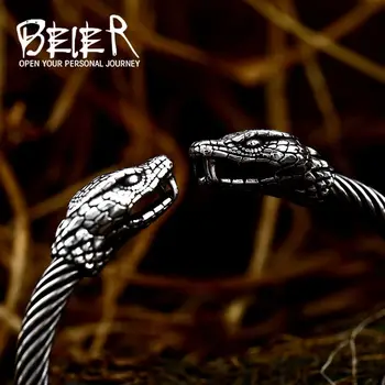 BEIER, Новый Крутой браслет в стиле панк с животными для мужчин из нержавеющей стали 316, модный браслет из змеи, гадюки, мужские ювелирные изделия высокого качества BRG-046