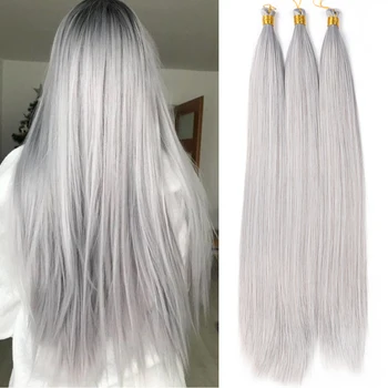 Bellqueen Highlight Каштановые прямые волосы, объемный пучок, 22-дюймовое синтетическое шелковистое плетение крючком Для наращивания волос для женщин