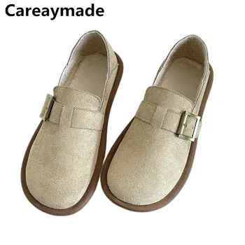 Careaymade-Удобная весенняя обувь Bucken на мягкой подошве с круглым носком, винтажная женская обувь, одношаговые тонкие туфли, верхняя женская обувь.