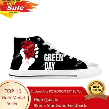 Days Музыкальная певица панк-рок-группы Cool Funny Green Повседневная тканевая обувь с высоким берцем, Удобные Дышащие мужские и женские кроссовки с 3D-принтом