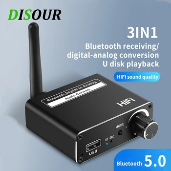 DISOUR 3 В 1 Коаксиальный Оптоволоконный ЦАП Bluetooth 5,0 Приемник Цифроаналоговый Аудиопреобразователь 3,5 мм AUX Адаптер