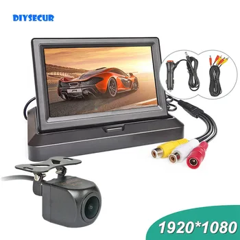 DIYSECUR 5-дюймовый AHD IPS 1024x600 Складной Автомобильный Монитор 1920*1080 HD 170 градусов Ночного Видения Резервная Автомобильная Камера Заднего Вида автомобиля