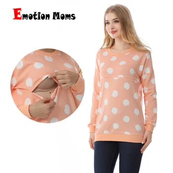 Emotion Moms/ зимние топы-свитера для беременных, толстовки с длинными рукавами, топы для грудного вскармливания для беременных, футболка для беременных