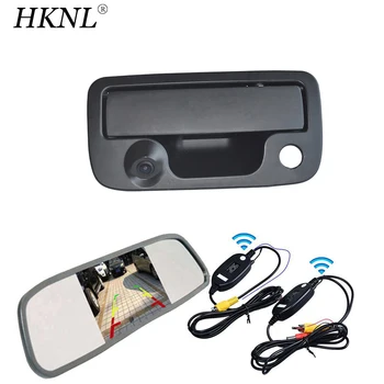 HKNL CCD Парковочная Камера Заднего Вида + Зеркало + 2,4 ГГЦ Беспроводная Для пикапа VW Amarok 2010-2018 Ручка Задней Двери Стоп-Сигнал HD