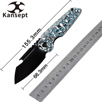 Kansept 2023 Новые Складные Ножи Rafe Black Stonewashed CPM-S35VN Сине-белые из Углеродного Волокна, используемые для Открывалки бутылок EDC для мужчин