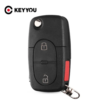 KEYYOU Flip Fob Remote Car Key Shell Чехол Для VW Polo Golf 7 4 6 Passat 3 2 + Тревожные Кнопки CR1616