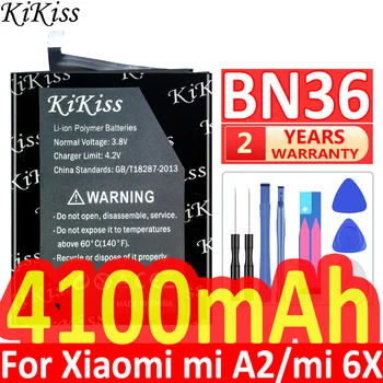 KiKiss для Xiao Mi BN36 BN 36 4100mAh Аккумулятор Для Xiao Mi 6X A2 Mi6X MiA2 M6X MA2 Высококачественная Замена Телефона + Инструменты