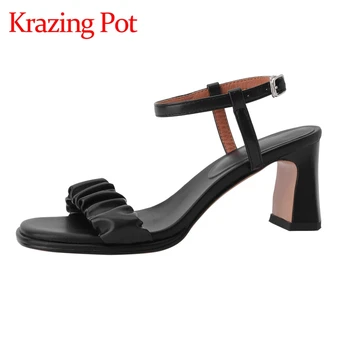 Krazing Pot Ограниченная настройка Летние туфли с открытым носком и на высоком каблуке В простом стиле Для юных леди Повседневная одежда для зрелых женщин Сандалии L21